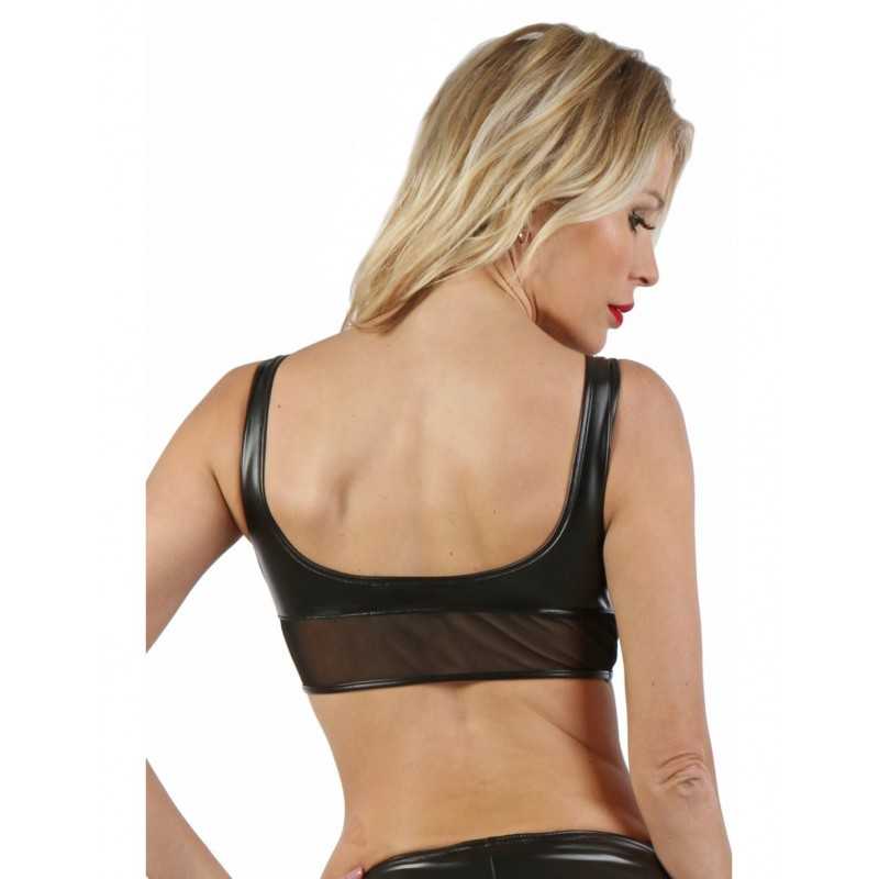 Top Brassière Wetlook Micro Résille Vêtement Sexy Femme Club Rouge outlet Noir S/M/L/XL