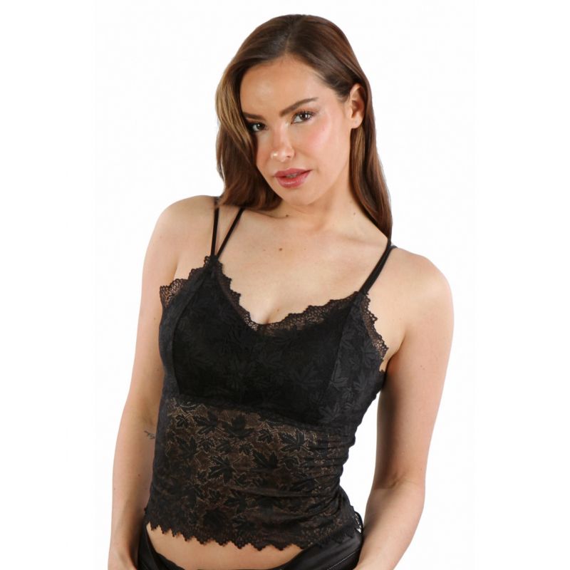 Top soldes Dentelle Dos Bretelles Croisées Vêtement Sexy Femme Club Noir ou Blanc TU