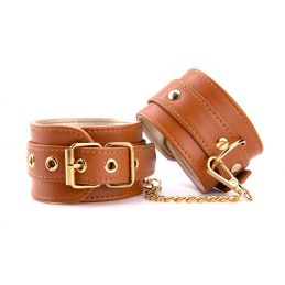 Menottes chevilles simili cuir caramel