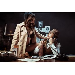 Menottes chevilles simili cuir caramel