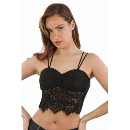 Top Dentelle Noire Dos Double Bretelles