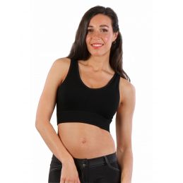 Top Brassière Opaque Noir Bretelles Dentelle