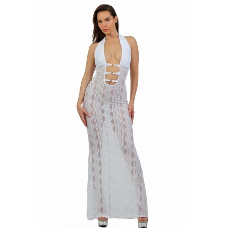 Robe Longue En Dentelle Large Décolleté