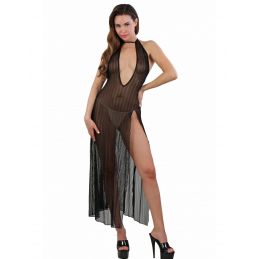 Robe Déshabillé Long Transparent Rayé